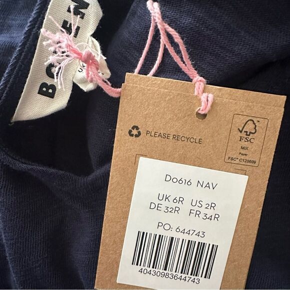 NWT Boden Sleeveless Jersey Shift Navy blue Dress size 2 NEW - Picture 3 of 6